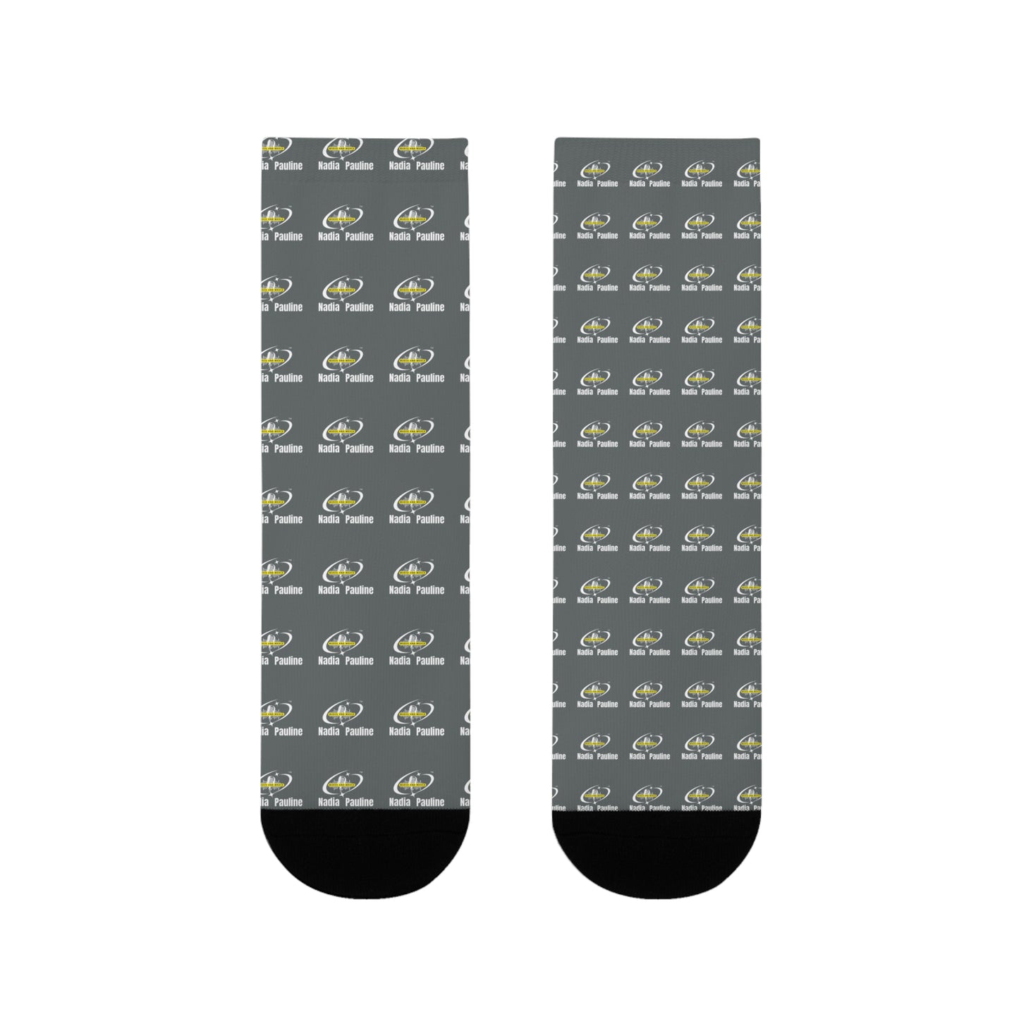 Custom Sublimation Crew Socks with Nadia Pauline Logo Brand