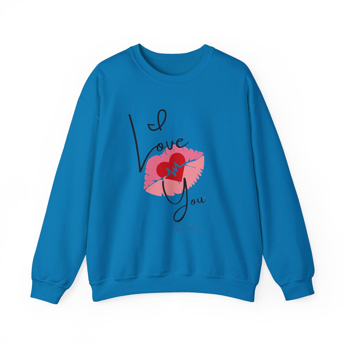 Love You Kiss Lip Graphic Crewneck Sweatshirt for Cozy Romantic Days