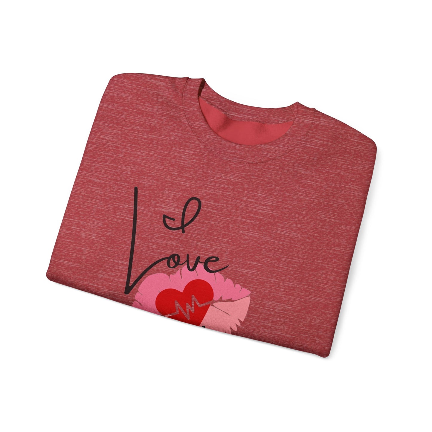 Love You Kiss Lip Graphic Crewneck Sweatshirt for Cozy Romantic Days