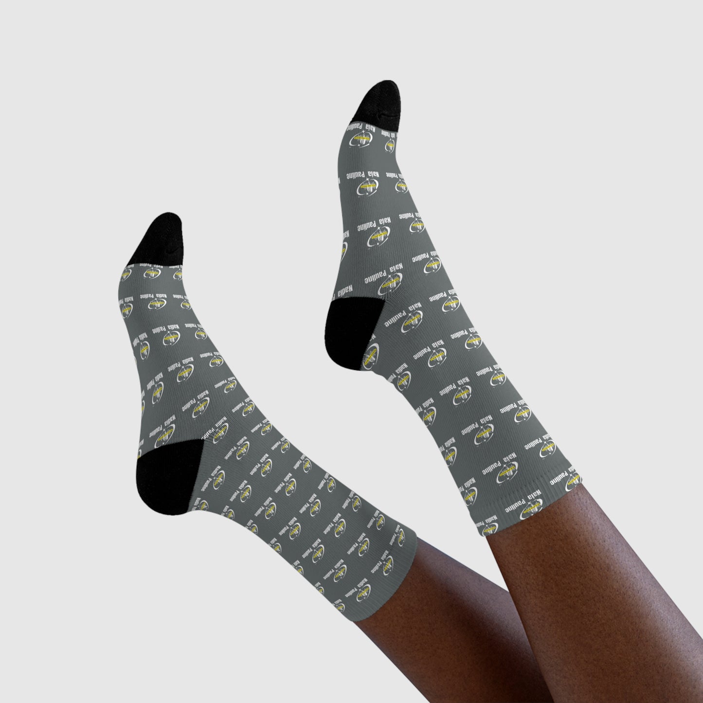 Custom Sublimation Crew Socks with Nadia Pauline Logo Brand