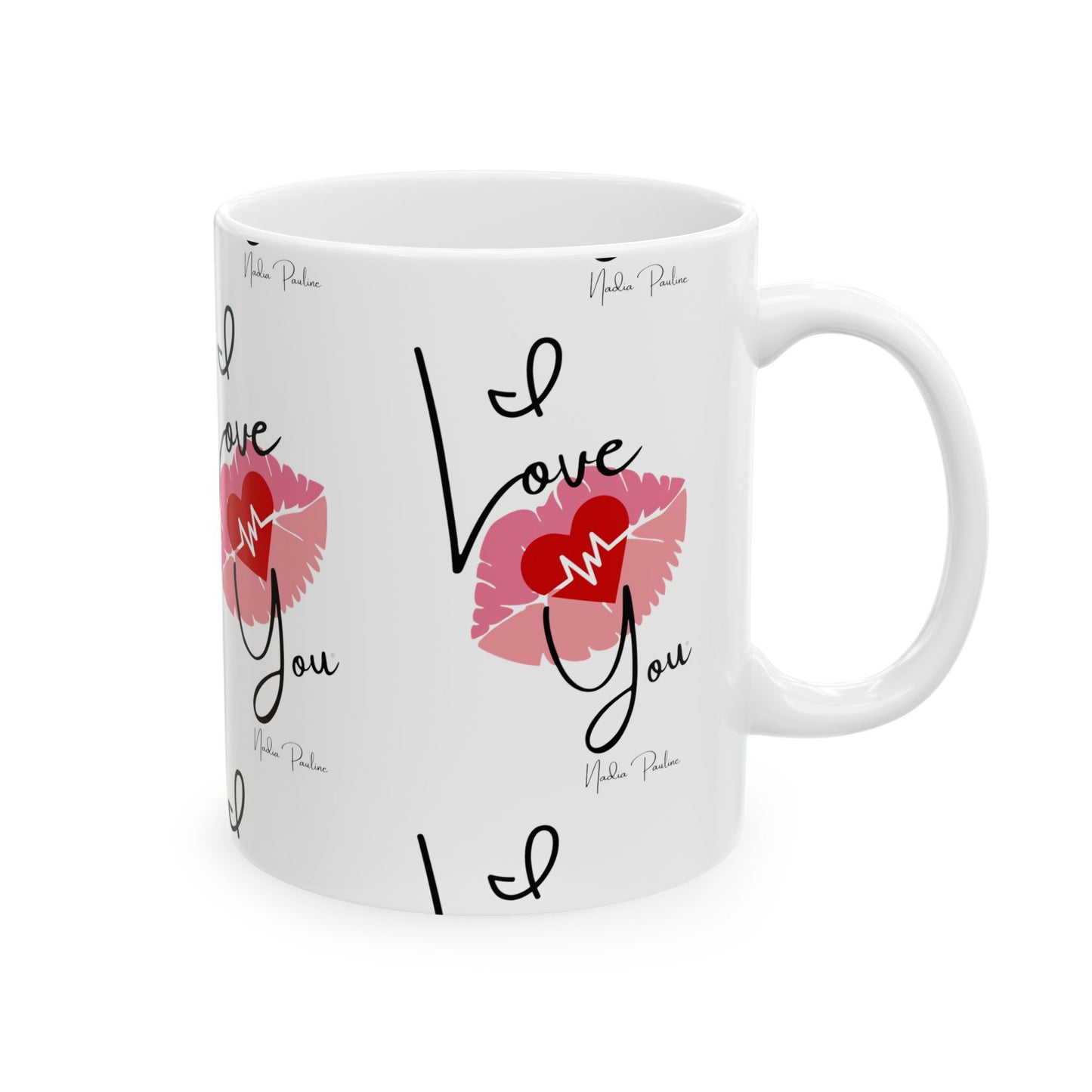 Mug - I Love You Kisses Heartbeat Ceramic Mug (11oz, 15oz)