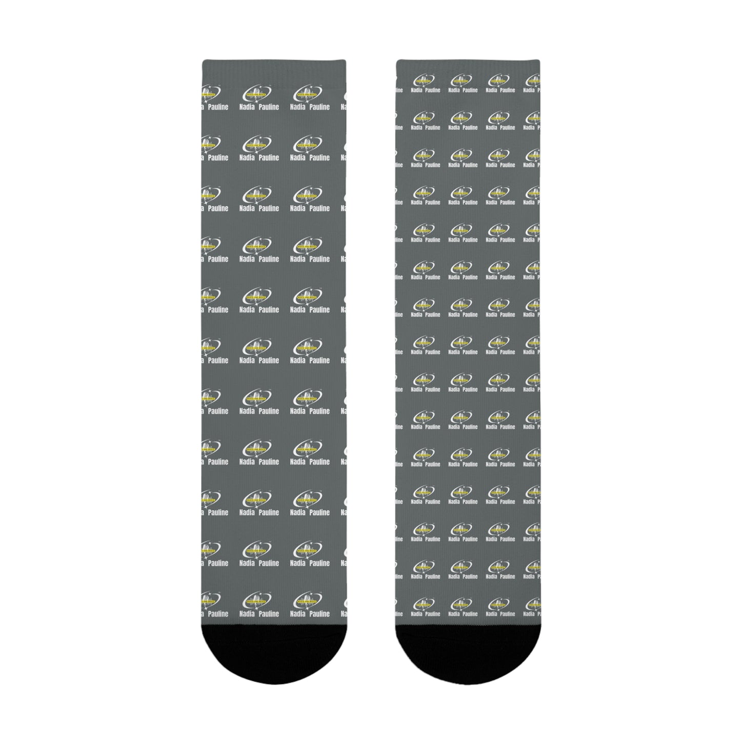 Custom Sublimation Crew Socks with Nadia Pauline Logo Brand