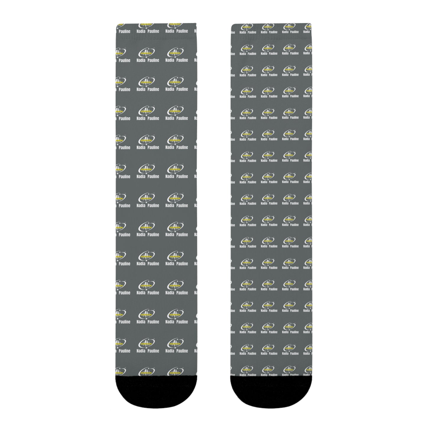 Custom Sublimation Crew Socks with Nadia Pauline Logo Brand