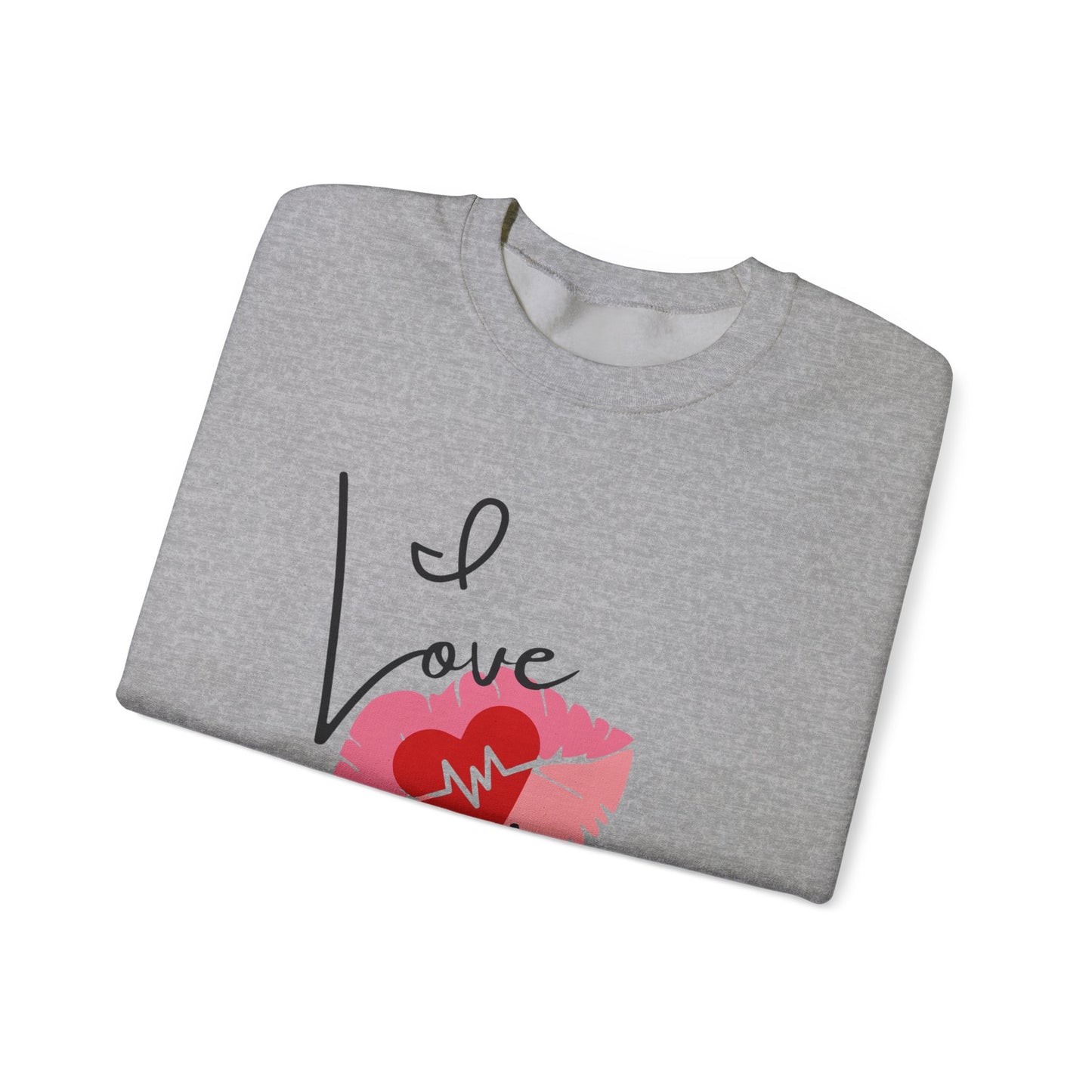 Love You Kiss Lip Graphic Crewneck Sweatshirt for Cozy Romantic Days