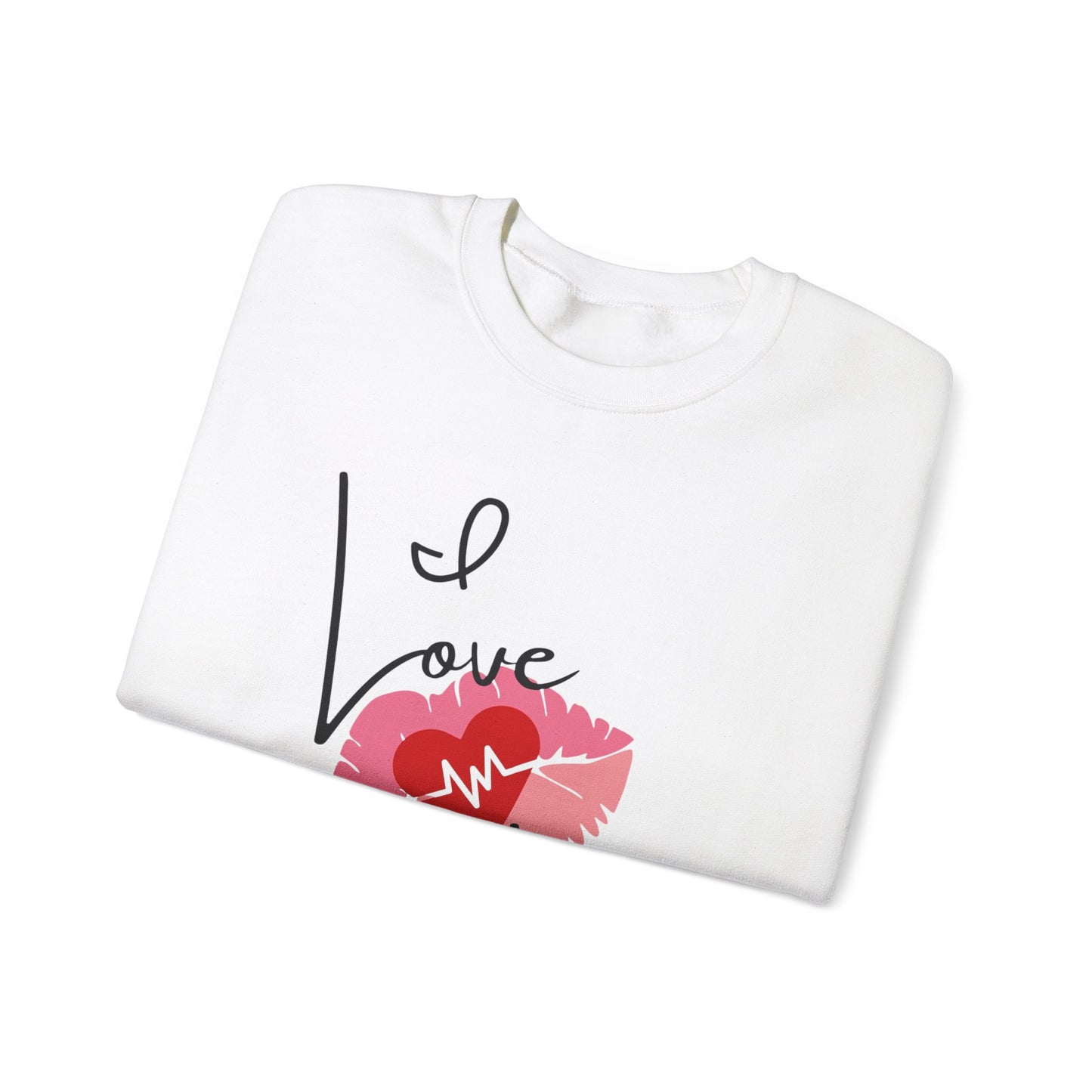 Love You Kiss Lip Graphic Crewneck Sweatshirt for Cozy Romantic Days