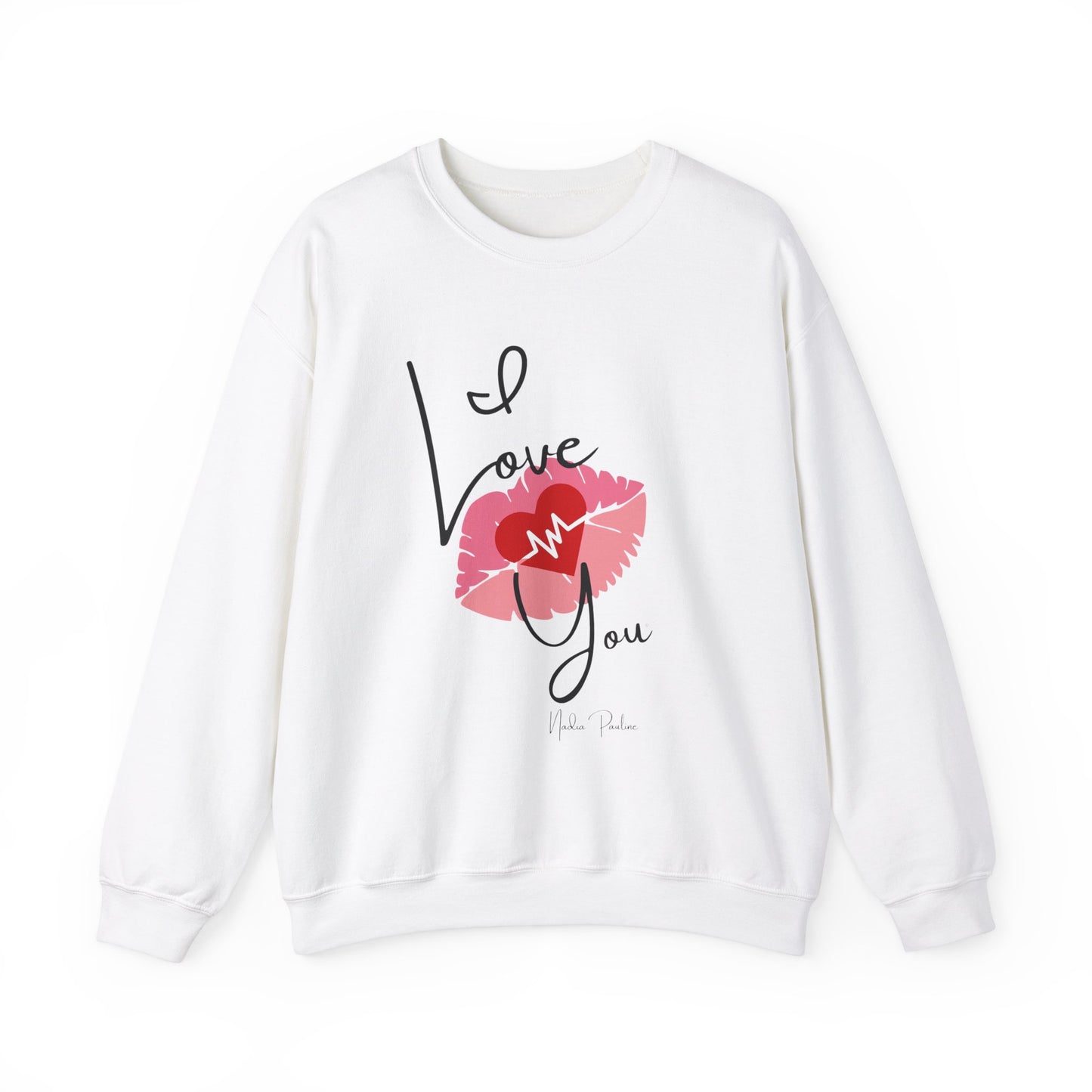 Love You Kiss Lip Graphic Crewneck Sweatshirt for Cozy Romantic Days