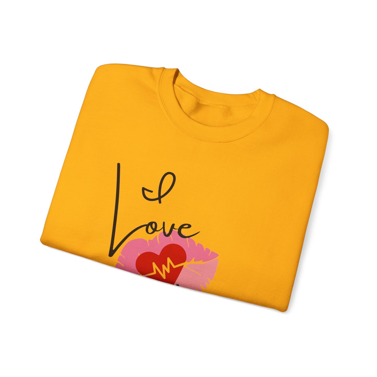 Love You Kiss Lip Graphic Crewneck Sweatshirt for Cozy Romantic Days