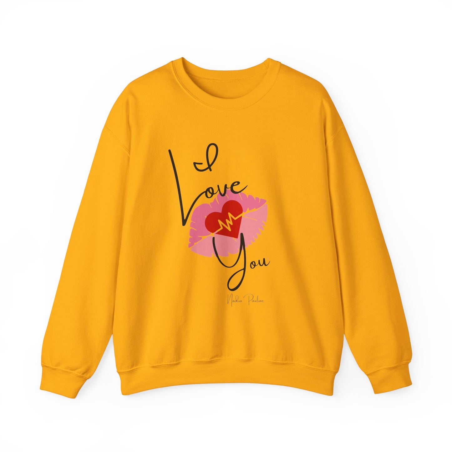 Love You Kiss Lip Graphic Crewneck Sweatshirt for Cozy Romantic Days