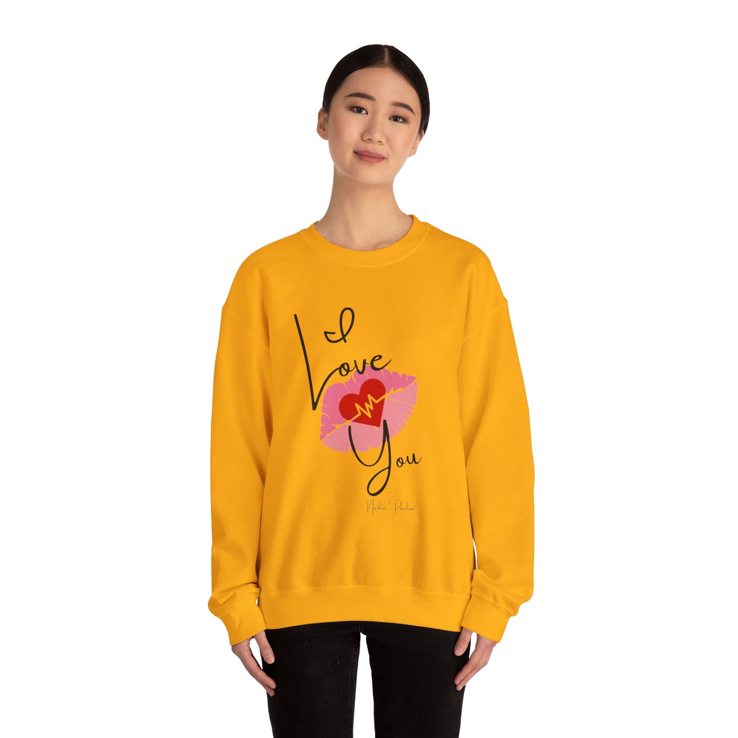 Love You Kiss Lip Graphic Crewneck Sweatshirt for Cozy Romantic Days