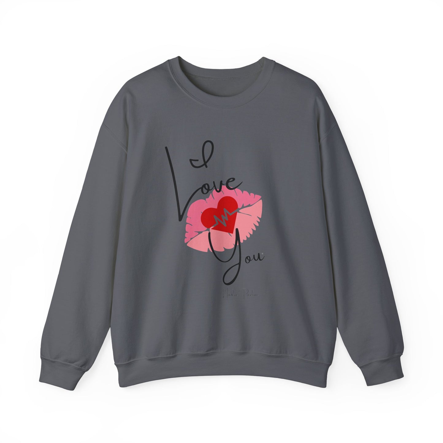 Love You Kiss Lip Graphic Crewneck Sweatshirt for Cozy Romantic Days