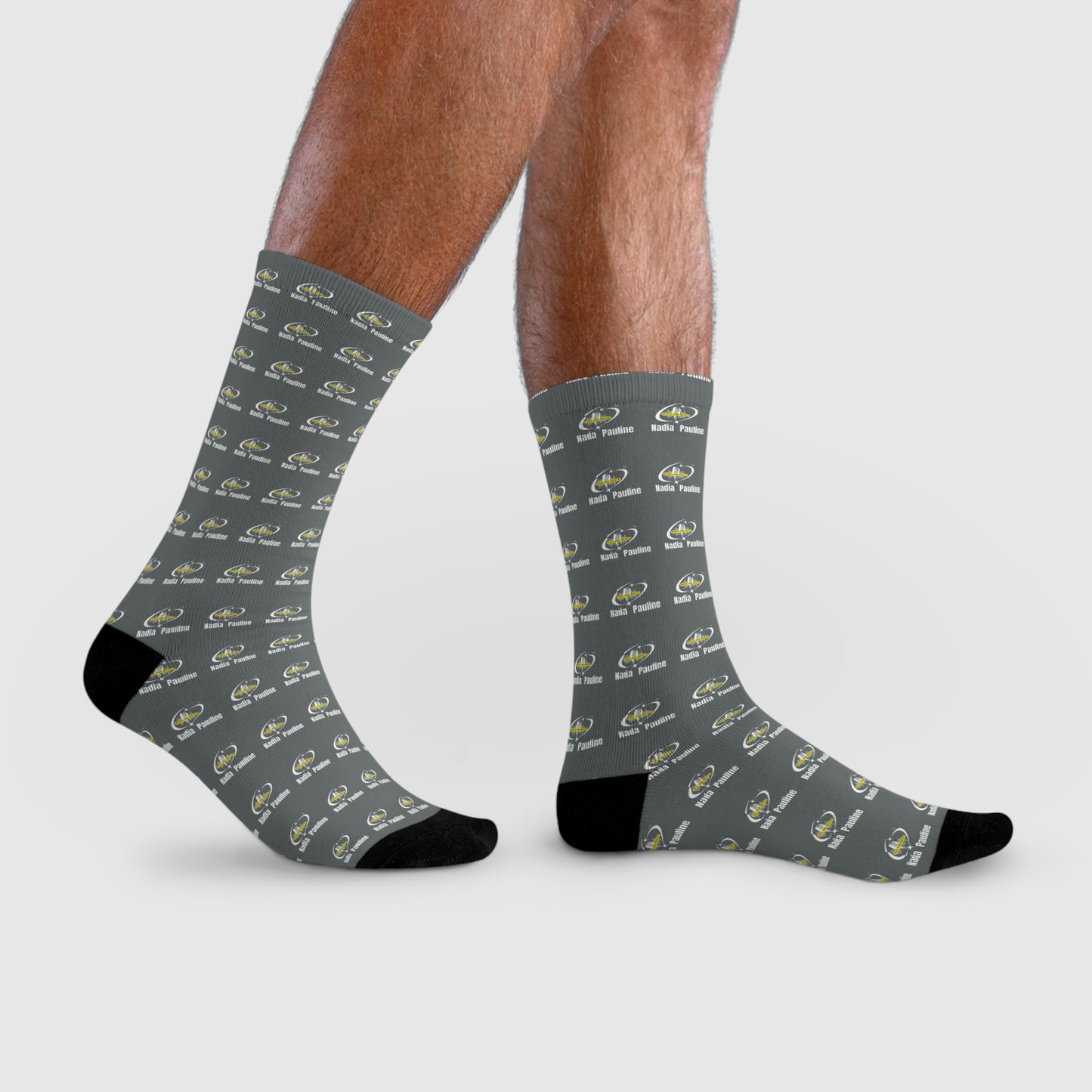 Custom Sublimation Crew Socks with Nadia Pauline Logo Brand